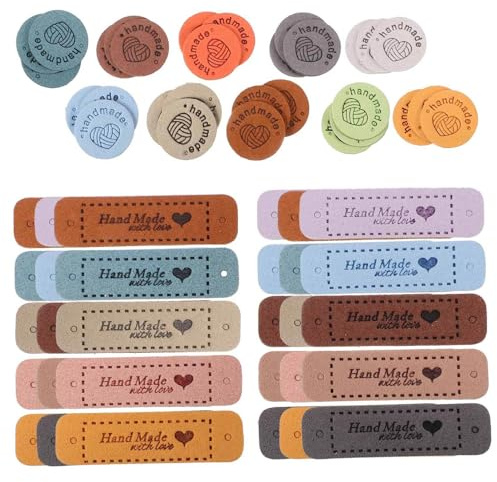VILLCASE Handmade Label 60 Stück Geprägte Nähetiketten Zum Annähen Für Kleidung Häkelprojekte Strickmützen Jeans Geldbörsen Diy-Handarbeiten