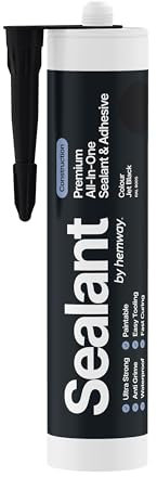 Jet Black Construction Sealant & Adhesive All-in-One Hybrid Polymer | Superior to Silicone Sealant | Waterproof, Odourless, Anti-Mould, Paintable | Kitchen Bathroom Outdoor - 300 ml 1 Pack