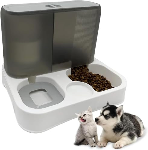 Kathson Distributore automatico di cibo e acqua per gatti, mangiatoia per gatti di grande capacità, distributore di cibo a gravità all-in-one per cani di piccola taglia, cuccioli, gatti, animali