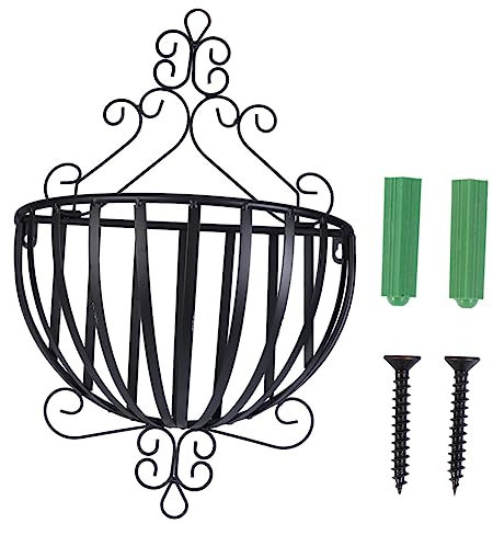 BESPORTBLE Portavasi Da Parete in Ferro Nero Semicircolare, Fioriera Da Parete Design Drenante Per Balcone, Cucina e Giardino, Supporto Per Piccoli Vasi Resistente e Facile Da Pulire