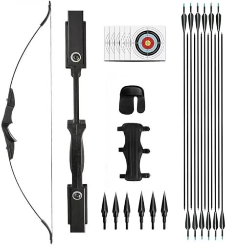 Recurve Takedown Bogen 30/40lbs Erwachsene Jagdschießen Outdoor Anfänger Schießen mit Bogenschießen Zubehör Langbogen Set (40lbs Bogen Set)