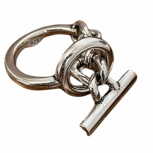 bague femme fermoir à bascule-fermoir t- bague gourmette- bague réglable en argent 925-anneaux torsadés-bague minimalise-bague de chaine géométrique-bague fermoir toggle-chaine d'encre