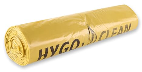 150 Stück, Müllsäcke, FRANZ MENSCH, 70 x 110cm, gelb, LDPE, Rolle, reißfest | 100% recyceltes Material, Müllbeutel, Mülltüte, trash bags, Abfallentsorgung, Haushalt, Gewerbe, Reinigung