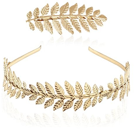 NYGGTYK 1 bandeau pour femme avec 1 épingle à cheveux, bandeau de mariée, bandeau de carnaval, bandeau pour femme, costume de fille, bandeau couronne (doré)