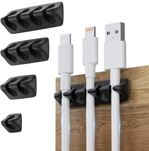 Mojimdo 5 Pack Wire clip Kit, Gestionnaire de câbles de bureau, support de pince de câble pour Micro USB type C iPhone USB vers Lightning câble de charge, gestionnaire de câbles adhésif