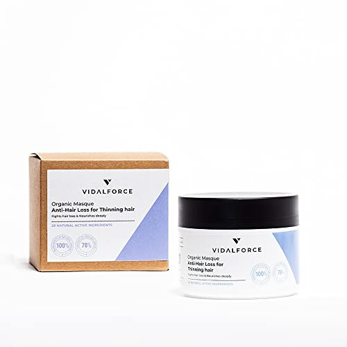 VIDALFORCE Masque anti-chute pour cheveux fins et sans volume : Beurre d'argan karité détox et jojoba naturel : Masque professionnel pour les coiffeurs : 200ml