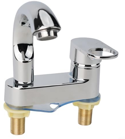 Bathroom Washbasin Faucet, Double-Hole for 360° Degree Rotating Sink Cold and Hot Water Tap Kitchen Faucet
