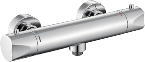 HOMELODY Duscharmatur mit Thermostat,Duschthermostat Duscharmatur Thermostat Dusche Mischbatterie mit 38 °C Sicherheitstaste,Aufputz Thermostat Brausebatterie,Thermostat Mischbatterie für Bad