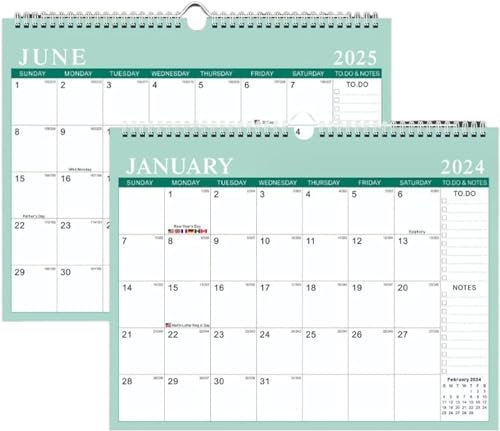 Kalender, Wandkalender, Kalender 2024, Wandkalender 2024, Januar 2024, Juni 2025, 18 Monatskalender zum Aufhängen, 2024, Planer, Bürokalender (Größe: 3 Stück)