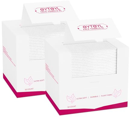 Engångs ansiktshandduk XL 100 Count, 25 x 30 cm ansiktshanddukar, tygnäsduk, ansiktshandduk kompatibel med ren hud, sminkborttagningsduk och ansiktstvätt torra servetter (EF-mönster)
