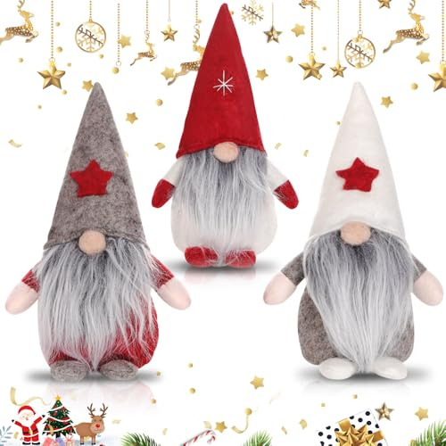 REFORUNG Weihnachten Deko Wichtel 3er Set Weihnachtswichtel Plüsch Wichtel Figuren Weihnachtspailletten Herbst Deko Wichtel Baumanhänger Weihnachtszwerge Wichtel für Weihnachten(3 Stück-Bunt)