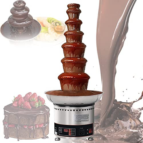 SmPinnaA Fontaine À Chocolat Électrique Machine À Fondre Le Chocolat 4/5/6/7 Niveaux Fraises en Acier Inoxydable 304, Cerises, Guimauve, Biscuits, Pâtisserie, Hôtel, Maison, Restaurant, Ban,7Tier