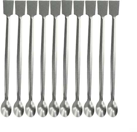 URPIZY Espátula de Laboratorio 2 En 1, Espátula Laboratorio de Mezcla de Cuchara de Muestreo de Doble Extremo de Acero Inoxidable para Laboratorio, Herramienta de 20 Cm(10 piezas)