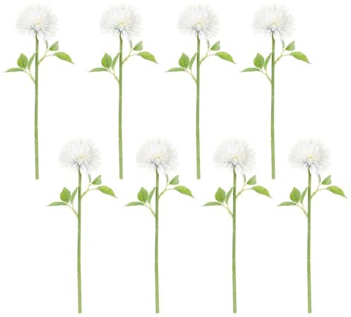 EOWVISN Lot de 8 hortensias artificiels, crème artificielle, hortensias, décoration d'intérieur, fleurs en soie, bouquet de mariage, fleurs artificielles blanches