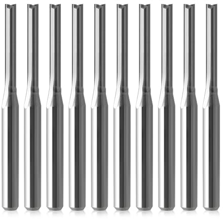 HOZLY Punte per fresa CNC dritte, codolo 1/8, diametro di taglio 2 mm, scanalatura dritta in carburo, fresa a 2 scanalature, in acciaio al tungsteno, 15 mm CEL/38 mm, OAL per la lavorazione del legno,