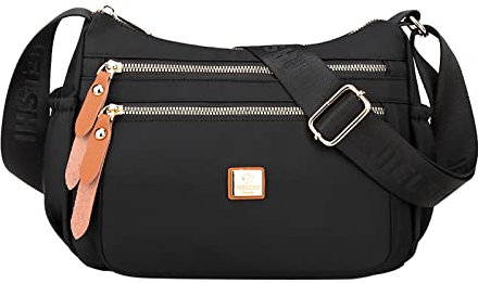 Modische, mehrfarbige Nylongewebe, großes Fassungsvermögen, Reißverschluss, verstellbarer Schultergurt, Kuriertasche, Kuriertasche für Herren, Schwarz , Einheitsgröße