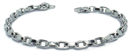 Never Say Never Armband für Damen und Herren aus 18-karätigem Weißgold mit flacher Panzerkette, Gewicht 3,80 g aus 18-karätigem Gold, cm, Gold, Kein Edelstein