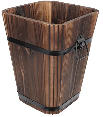 YARNOW Maceta de Madera Maciza Estilo Vintage para Suculentas y Verduras en Balcón, Cubo de Madera Duradera Mediano Transpirable, Decoración Jardín Rústica Resistente al Agua