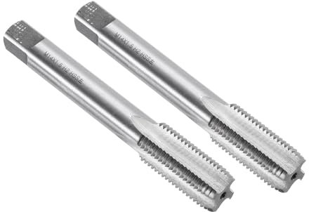 sourcing map Gewindeschneider mit gerader Nut, M14 x 1,5, metrisch, Linkshänder, Gewindebohrer, Gewindebohrer, Hochgeschwindigkeitsstahl 6542 (HSS 6542), 2 Stück