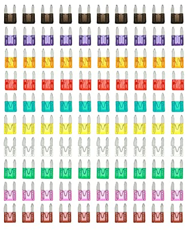 YIWEOG Assortiment de 100 Mini fusibles à Lame pour Voiture et Camion, kit de fusibles 40 A, 3 A, 5 A, 7,5 A, 10 A, 15 A, 20 A, 25 A, 30 A, 35 A