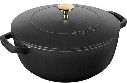 Staub Cast Iron Essential French Oven, Dutch Oven, 5-quart, serves 5-6, Made in France - Matte Black