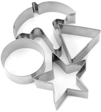 4uds Cortadores de Galletas de Acero Inoxidable, Herramientas Coreanas para Hacer Dulces de Azúcar Paraguas Triángulos Estrellas Moldes para Galletas Redondos para Hornear Navidad