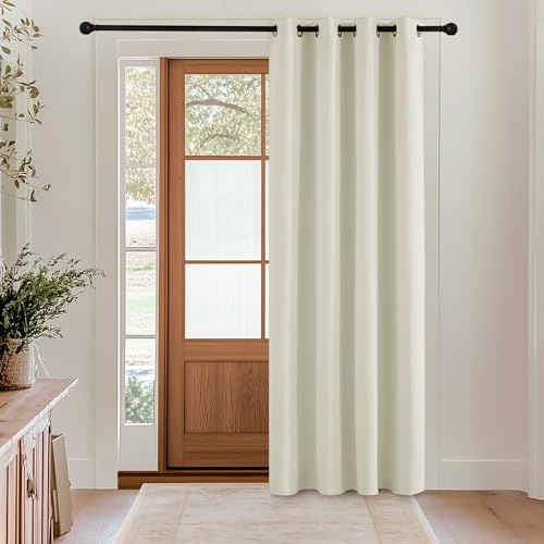 KGORGE Türvorhang Blickdicht Vorhang 230cm Lang Thermovorhang Hitzeschutz | Hellbeige,1 Stück,H 230 x B 140 cm,Verdunkelungsvorhang mit Ösen,Blackout Curtain,Sonnenschutz,für Wohnzimmer/Schlafzimmer