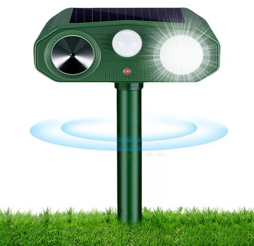 Repulsif Chat Solaire, 3 Modes Répulsif Chat Ultrason, Solaire et USB Répulsif Animaux, Imperméable IP54 Repulsif Chat Exterieur pour Anti Chats Chiens Souris Ratons Animaux de Jardin