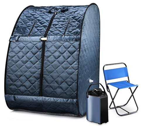 DRYIC Sauna de Vapor portátil para el hogar, Sauna portátil de Cuerpo Completo 3L 800W, Tienda de Sauna con Vapor, Silla, Control Remoto Incluido, Negro