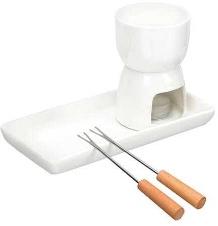 Cabilock 1 Set Caldaia Calda Cioccolato fonduta Cucina Fusione pentola Fondue Cioccolato Fondue Set Kit per sciogliere Il Cioccolato fornello per sciogliere Il Cioccolato Ceramica Bianca