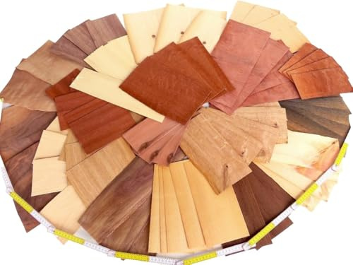 STARKFURNIER BASTELSET - ca. 4m² - Insgesamt 3kg - Funierstärke: 1,0mm - 2,5mm. Viele Holzarten: z.B. Eiche, Nussbaum, Ahorn, Kirsche, Buche - Ideal für Restauration, Modellbau, Möbel, etc.