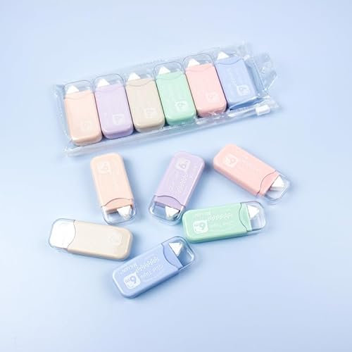 Marjoramy 6pcs Glue Tape, Adhesive Glue Roller, Double Sided Tape Dispenser, Transparent Tape Pen for Crafting, Cards, Album, Journal, Scrapbooking,Paper,Cardboard (6mx6mm)