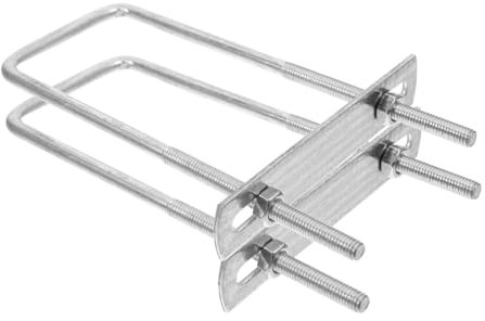 Cabilock 2pcs Stainless Steel Square U Bolt Pipe Clamp, Heavy Duty Exhaust Clamp with Extended Fastener, Easy Installation for Pipe, Furniture and Boat Mounting