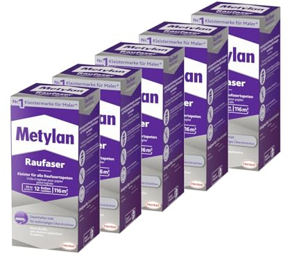 Metylan Raufaser Pulver, Faltschachtel, 5x 180g | Tapetenkleister für Raufasertapeten – hohe Klebkraft & leichte Verarbeitung für perfekte Ergebnisse