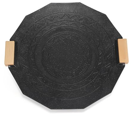 Asixxsix Poêle à griller coréenne, poêle à griller en pierre médicale antiadhésive Po êle à pizza portable Po êle à gril ler multifonctionnelle pour l'intérieur et l'extérieur (BLACK)