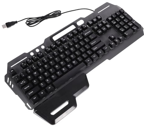 Hemobllo Clavier USB Filaire Design Carré Ergonomique à 104 Touches Noir avec Rétroéclairage LED et Repose-Poignet Confortable pour Bureau et Café