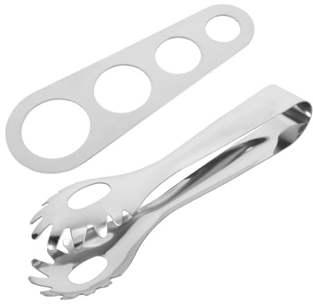 MERRYHAPY Pince à Spaghettis Acier Inoxydable avec Outil de Mesure Italien Ergonomique Accessoires de Cuisine pour Contrôle Précis des Portions de Pâtes et Service Confortable