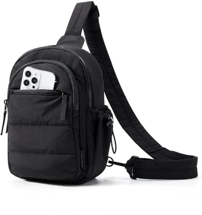 bagsmart Crossbody Bag Damen Brusttasche Puffer Umhängetasche, RFID Schutz | 5L Leicht Sling Bag mit Verstellbare Weich Schultergurt Mehreren Fächern, Handytasche Zum Umhängen für Alltag Reise Sport