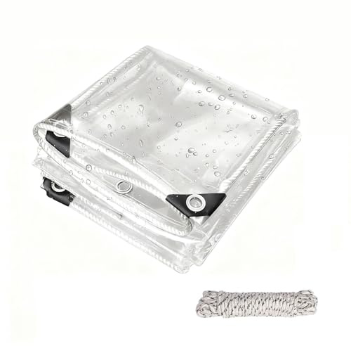 Lona transparente resistente de 70 x 420 cm, impermeable, resistente a los rayos UV, con ojales y cuerda para muebles de invernadero de jardín al aire libre y protección del suelo
