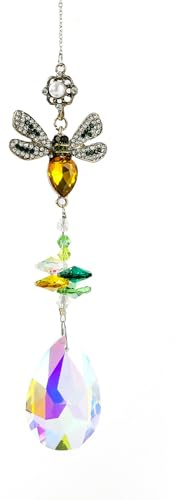 Bee Crystal Suncatcher For Windows, Hanging Rainbow Prism Ornament | Bee Sun Catcher, Rainbow-Making Pendant For Homes, Gardens, Indoor And Outdoor Displays
