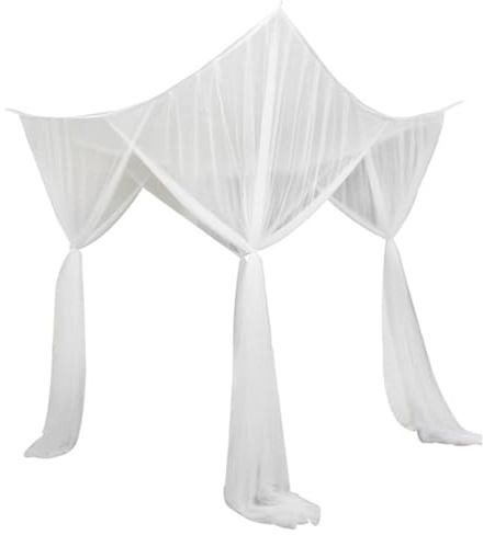 NonMiFyR Betthimmel Moskitonetz Himmelbett Vorhang Netz Polyester Dekorativ Vier Ecken Schutz Atmungsaktiv Mädchenschlafzimmer für Wohnzimmer Kinderzimmer, Weiß