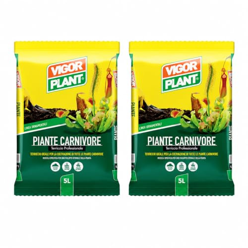 Terriccio Professionale Piante Carnivore 10 L (2 Confezioni) | Substrato Acido con Torba Baltica, Torba Bruna e Perlite Selezionata | Aerato e Drenante per Rinvaso