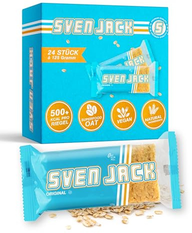 Sven Jack ( Energy Cake) - Original 24*125g(3kg) - Der original Ausdauer & Energie Riegel mit langkettigen Kohlenhydraten für viel Power mit Protein & weniger Zucker - Haferflocken Sattmacher & Fitnesssack