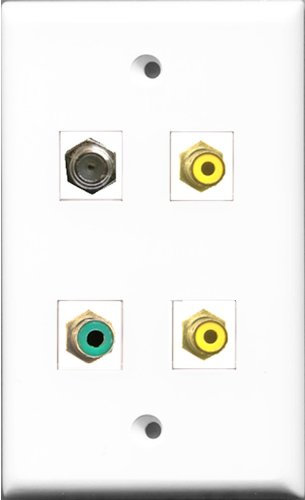RiteAV - 2 Porte RCA Giallo e 1 Porta RCA Verde e 1 Porta Cavo coassiale TV - Tipo F