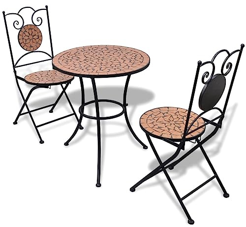 vidaXL Ensemble Table 60 et 2 chaises mosaïques Terre Cuite de Jardin terrasse