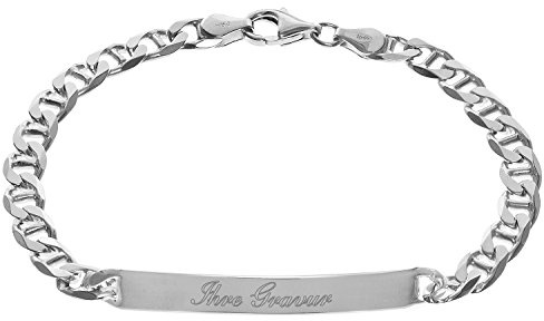 trendor Gravur-Armband für Herren 925 Silber Panzersteg Kette 21 cm 35675 | Gravurschmuck aus Sterlingsilber für Männer, Geschenkidee,