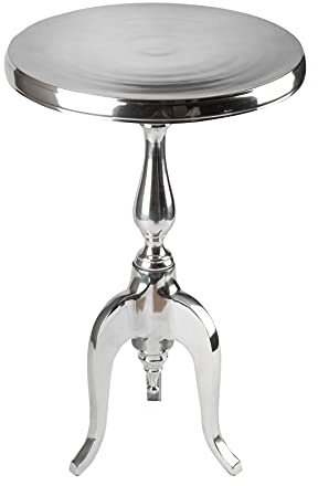 invicta INTERIOR Beistelltisch Savoy 35cm - Silber - Metall - handgefertigt | hochwertig, Couchtisch, poliert, Dreibein, runde Platte, langlebig, glamouröses Flair