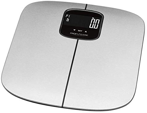 ProfiCare 7in1 Edelstahl-Analyse-Waage, Personenwaage mit Körperfettanalyse, hochwertige Wiegefläche aus Edelstahl mit LCD-Display, Personenwaage digital mit Step-On-Automatik, PC-PW 3006 FA