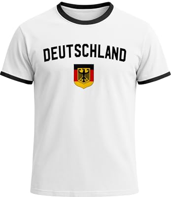 Klassisches Herren WM-Shirt Deutschland Flagge Retro Trikot-Look Fan-Shirt