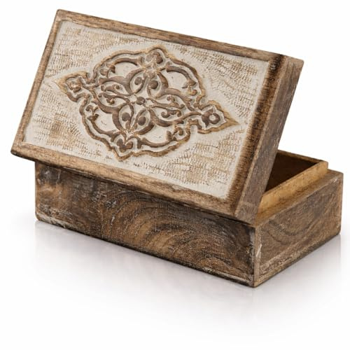 Tolle Geburtstagsgeschenkideen, handgefertigt, dekoratives Schmuckkästchen aus Holz, Schmuck-Organizer, Andenken-Box, Schatztruhe, Schmuckhalter, Uhrenbox, Aufbewahrungsbox, Einzug, Frauen (White)